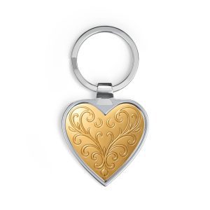 Engraved Gold Heart Keychain