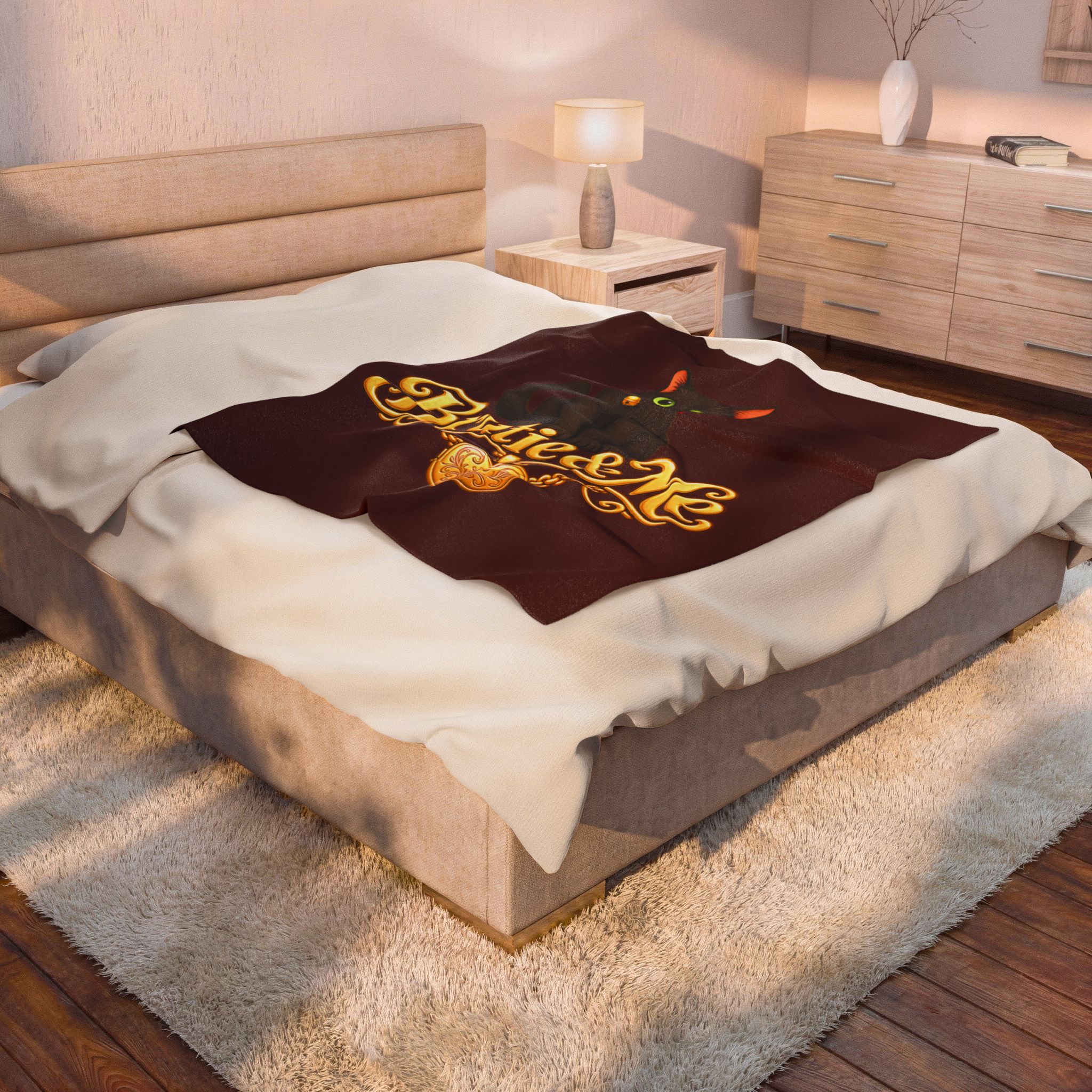 Velveteen Plush Throw Blanket — 'Brutie & Me' - Image 4